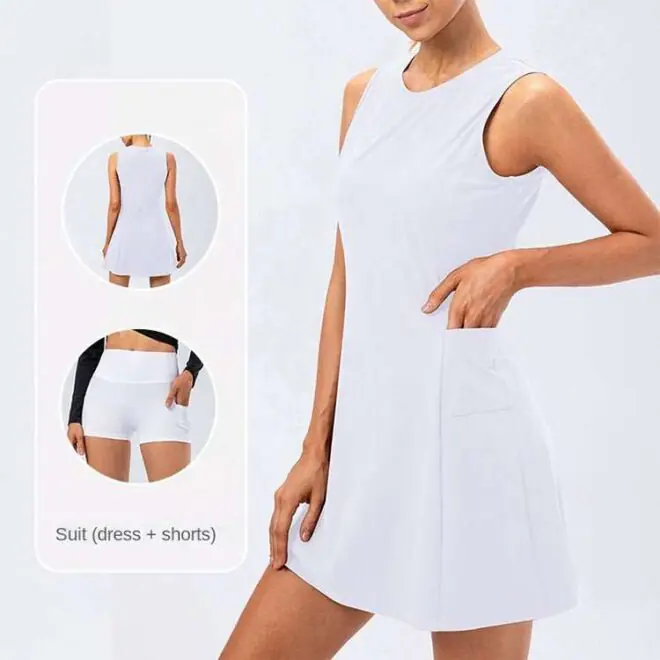 Free Custom Logo Sportswear Women Wholesale Sports Skirt Ladies Skort Shorts 2 In 1 Tennis Workout Dresses - Image 2