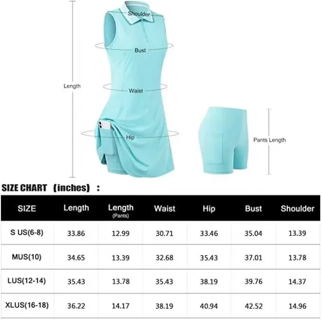 Women's Sleeveless Tennis Golf Polo Dress with Separate Inner Shorts Pocket for Workout Exercise - Image 5