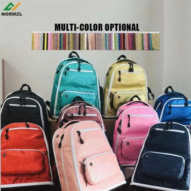 Normzl wholesale sparkle blue cheerleading backpack custom sublimated glitter backpacks cheer school bags for girl - Image 4