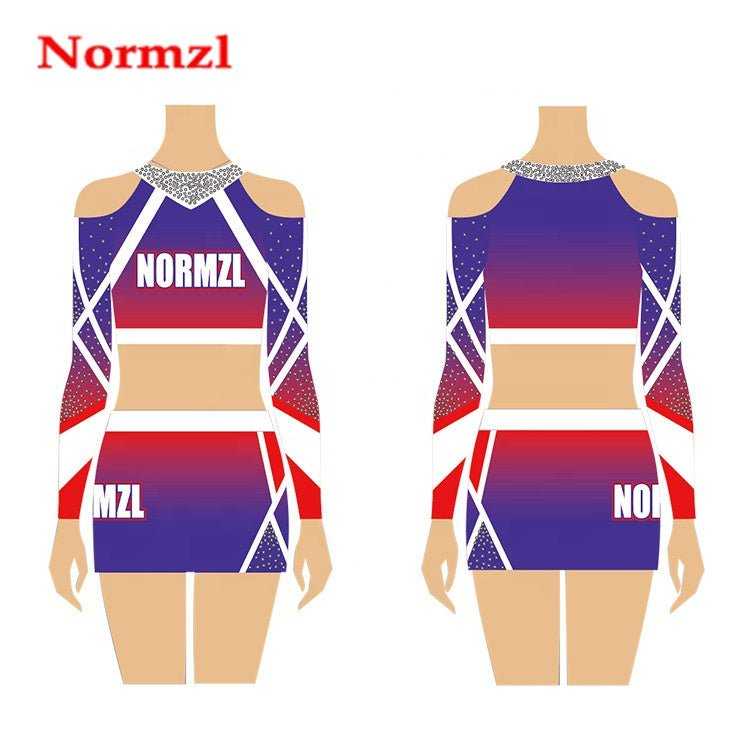 Custom Full Sublimation Competition Rhinestone Cheer Uniforms Long