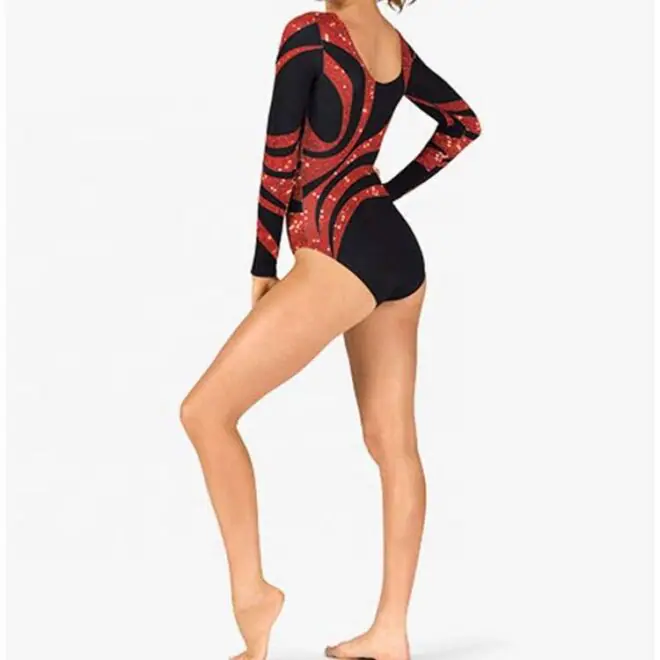 Long Sleeve Velvet Dance Bodysuits Gymnastics Leotards Girls - Image 3