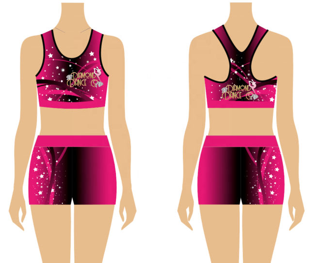Rhinestone Cheer Practice Wear crop top and short