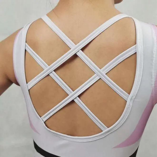 Stripe gymnastics clothes rhinestone high cut rhythmic gymnastics leotard - Image 6