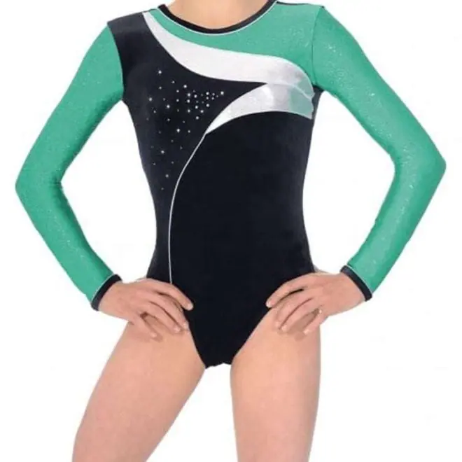 Long Sleeve Velvet Dance Bodysuits Gymnastics Leotards Girls - Image 2