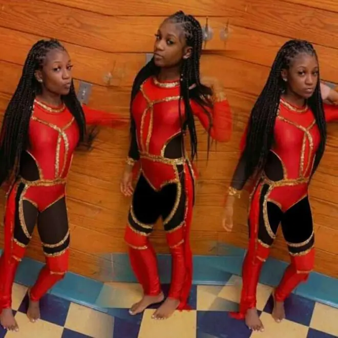Red majorette jumpsuits dancewear shiny sequins fringe majorette outfit - Image 2