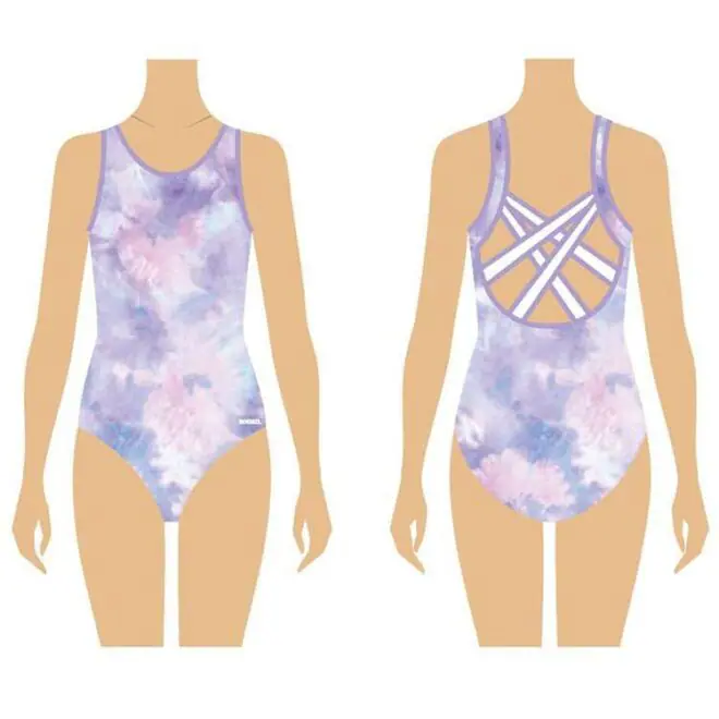 Mesh stitching fabric shiny rhinestones custom design gymnastics leotards for girl - Image 4