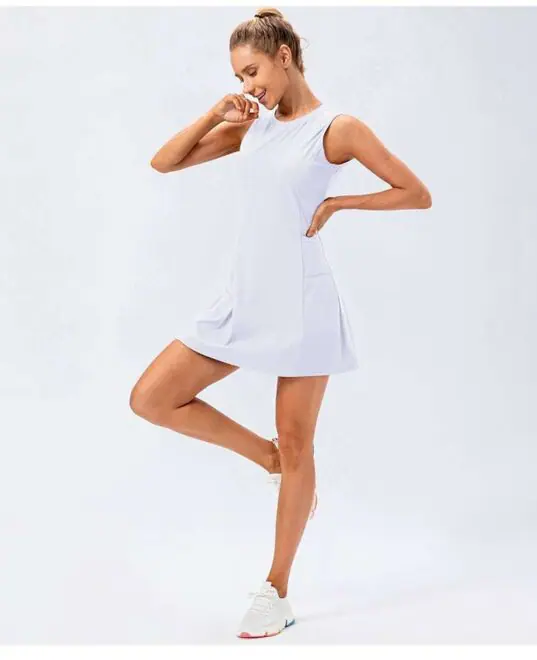 Blank two-piece built-in shorts baseball tennis pleated dress women's beach tennis dress - Image 3