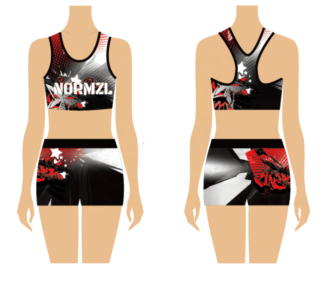 Cheap sublimation cheer sports bra and cheer dance training wear for sale