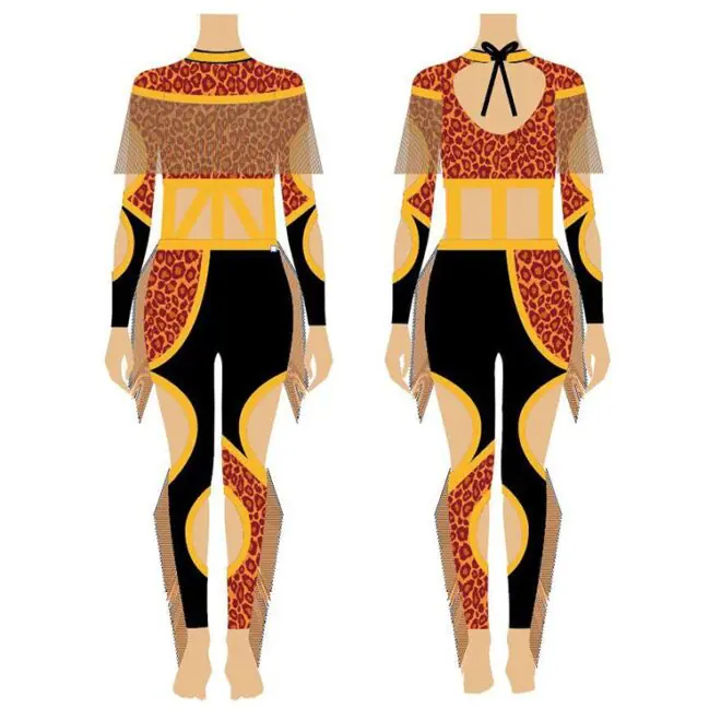 Black one-piece leggings performance costume custom black dance team majorette uniforms - Image 5