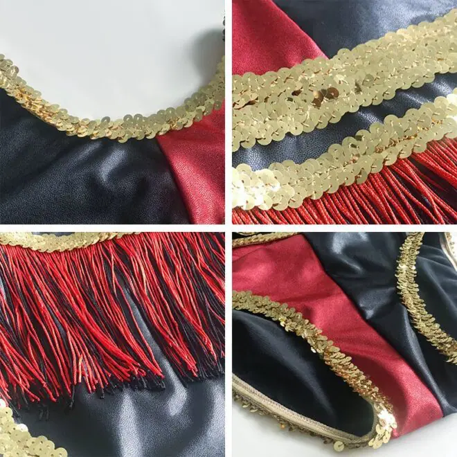 Custom fringe sequins dance leotard majorette outfits gold & black robe de majorette uniform - Image 3
