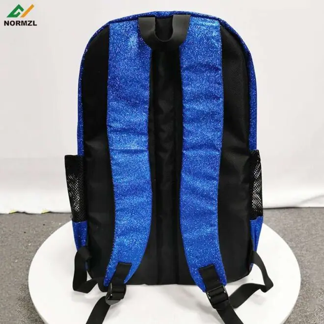 Normzl wholesale sparkle blue cheerleading backpack custom sublimated glitter backpacks cheer school bags for girl - Image 2