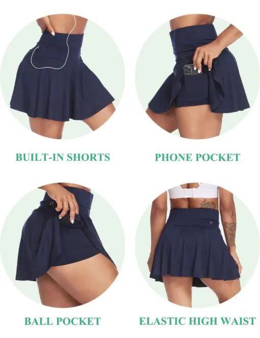Golf Sports Skirts Shorts Women Tennis Skirt With Pocket Pleated Tennis Skirts Two Piece For Girls - Image 2