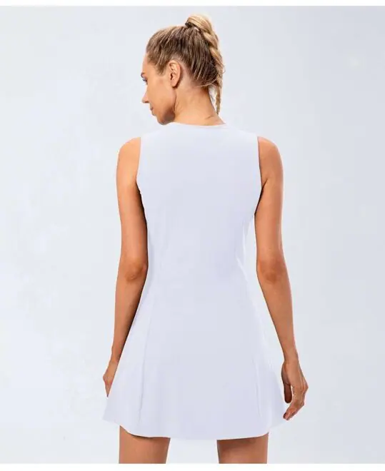 Blank two-piece built-in shorts baseball tennis pleated dress women's beach tennis dress - Image 4