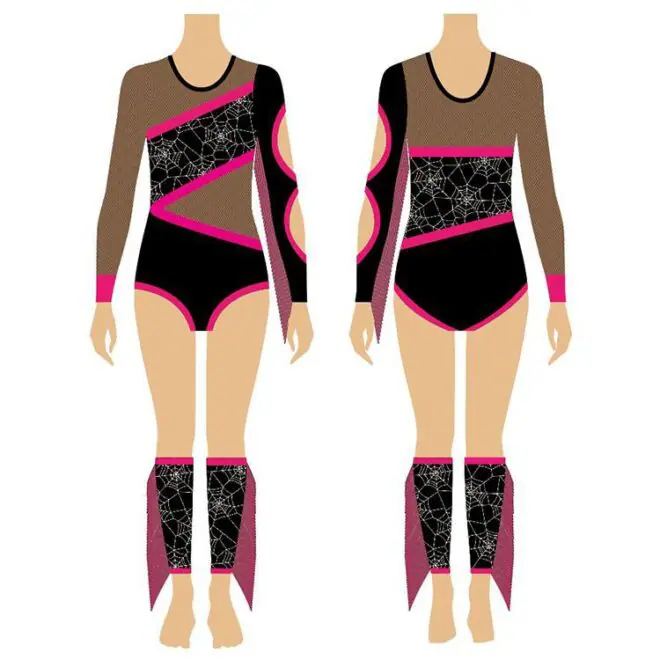 Black one-piece leggings performance costume custom black dance team majorette uniforms - Image 3
