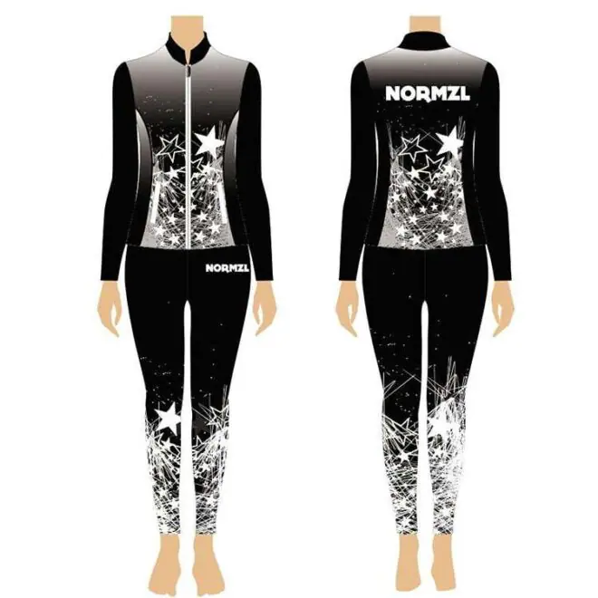 Rhinestone design long sleeve cheerleading jacket shirt and leggings suit cheer warmups - Billede 2