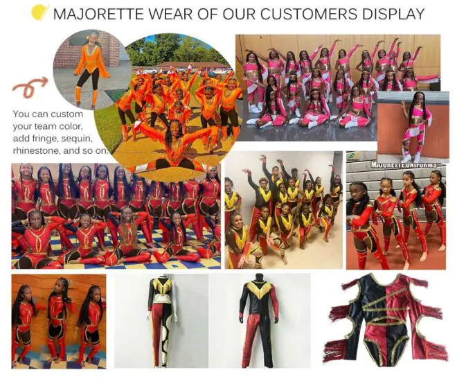 Red majorette jumpsuits dancewear shiny sequins fringe majorette outfit - Image 5