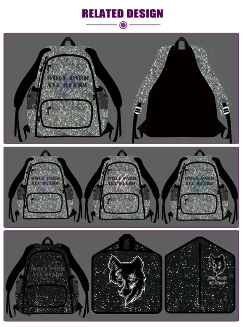 Normzl customize cheerleading backpack cheer uniform garment bag glitter rhinestone cheer bag wholesale - 画像 5