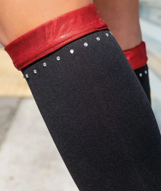 soccer oem custom made sports knee cheerlead glitter compression sock men rhinestone cheerleading socks - Image 3