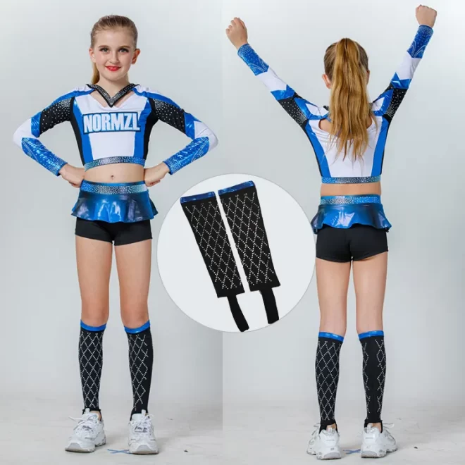 Custom cheerleading rhinestones sublimation high socks organic cotton for girl - Image 2