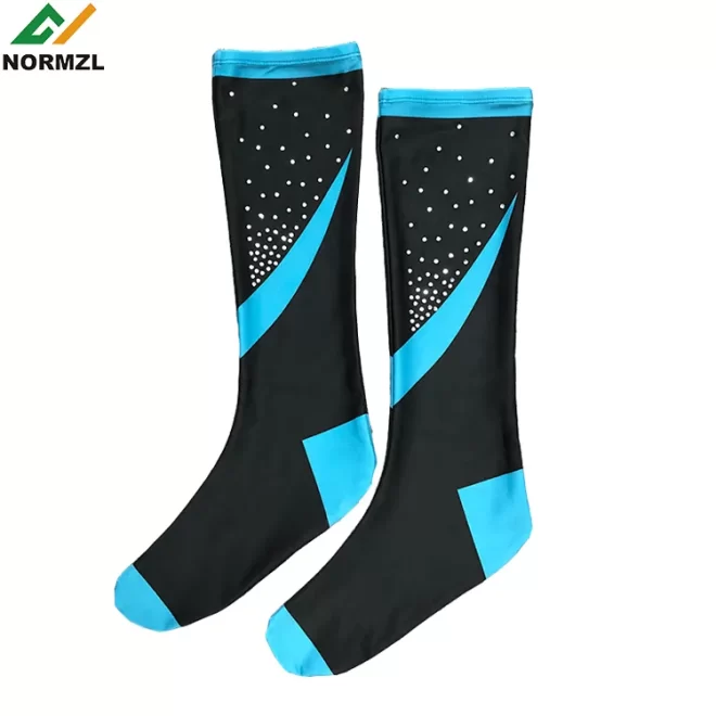 Custom cheerleading rhinestones sublimation high socks organic cotton for girl - Image 4