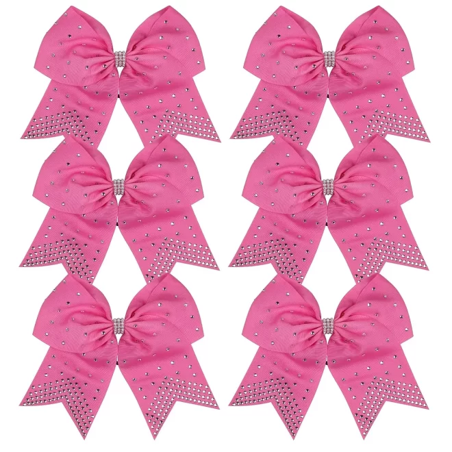 normzl Glitter Cheer Bows Handmade soild blue Large Ponytail Holder Elastic Band Teen Girls Cheerleader Sports Hair Accessories - Image 5