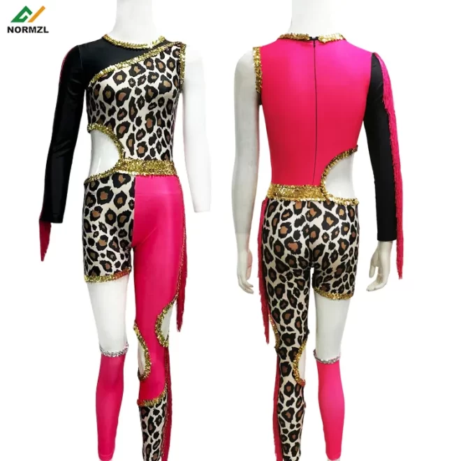 Normzl sublimation pink uniforme de majorette custom sequin fringe outfits majorette dance uniforms for kids - Image 3