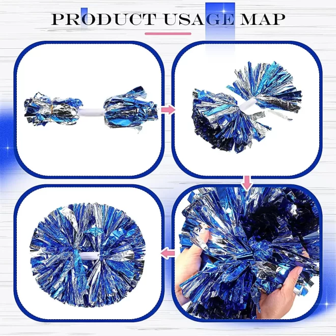 Sports Dance Party Cheering Kids Adults team cheerleading pom poms cheer bow Fashion Accessories with Baton Handle - Image 4