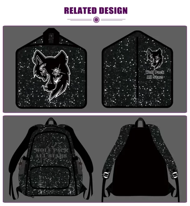 Normzl cheer uniform glitter fabric rhinestone garment bag wholesale costume bag custom logo garment zipper bag - Image 4