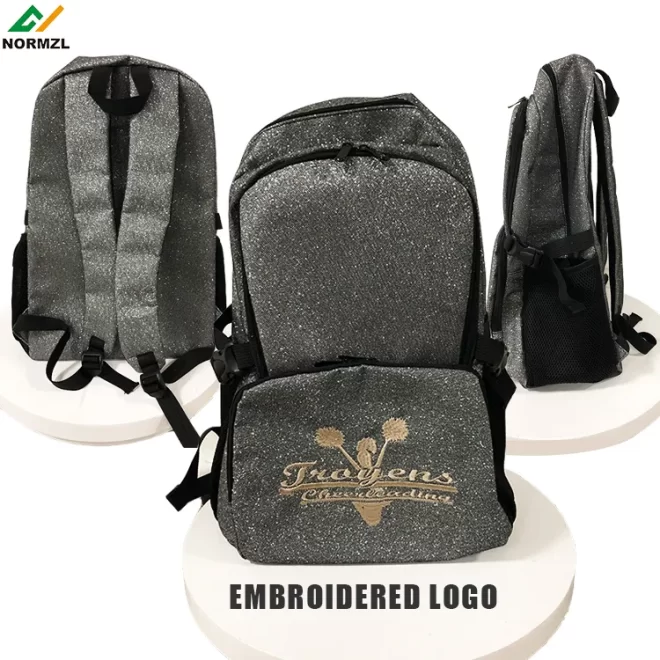 wholesale design silver color sparkle cheerleader bags custom logo sublimated glitter cheerleading backpack - Image 2