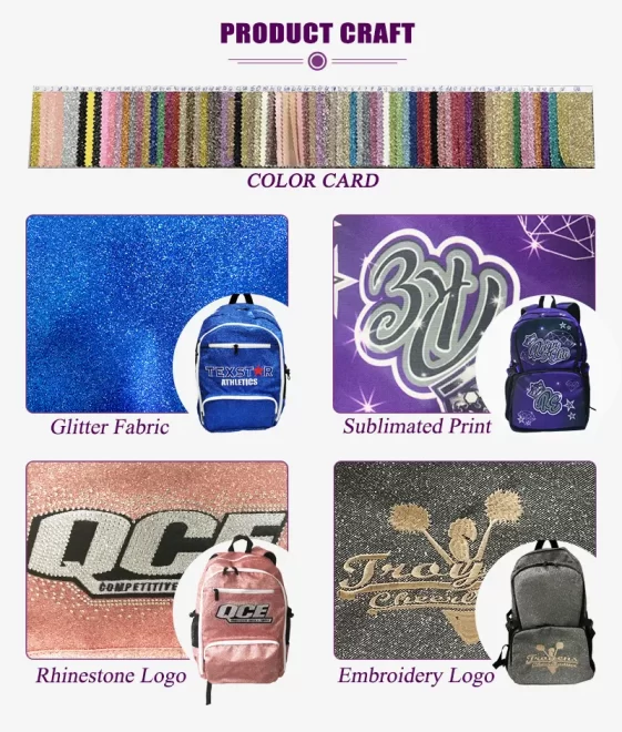 Normzl customize cheerleading backpack cheer uniform garment bag glitter rhinestone cheer bag wholesale - 画像 6