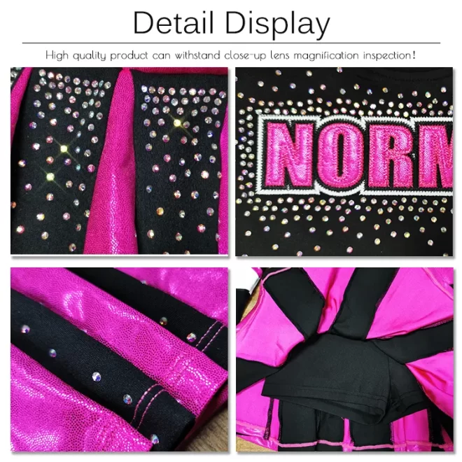 Design your own rhinestone cheer outfit dance uniforms custom women cheerleading uniform cheerleader costume - Image 5