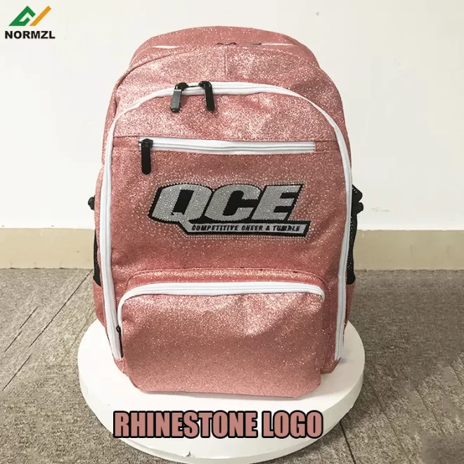wholesale design silver color sparkle cheerleader bags custom logo sublimated glitter cheerleading backpack - Image 3