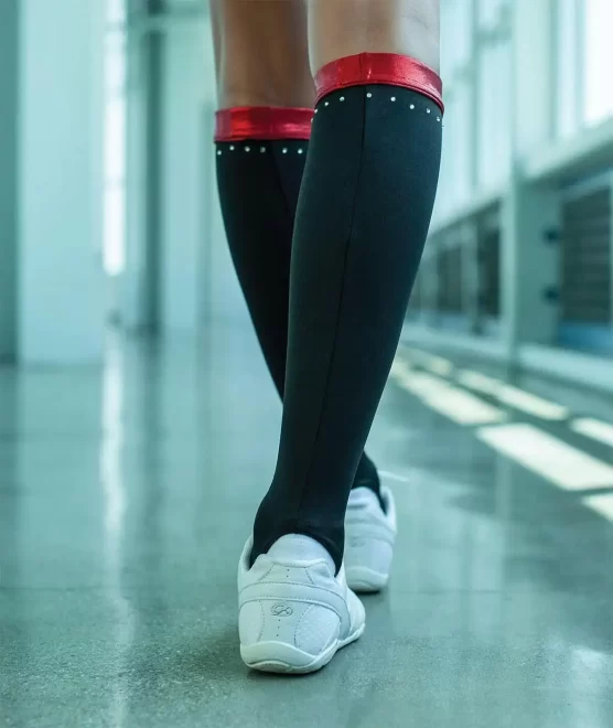soccer oem custom made sports knee cheerlead glitter compression sock men rhinestone cheerleading socks - Image 2