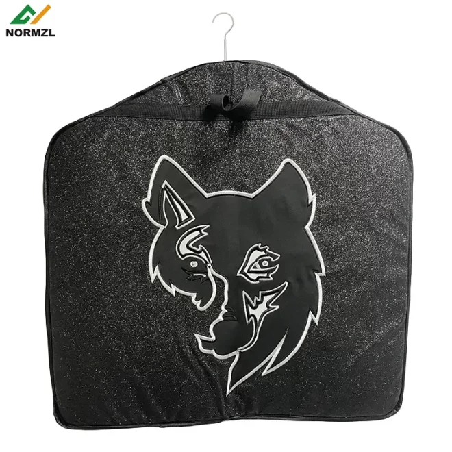 Normzl cheer uniform glitter fabric rhinestone garment bag wholesale costume bag custom logo garment zipper bag - Image 2