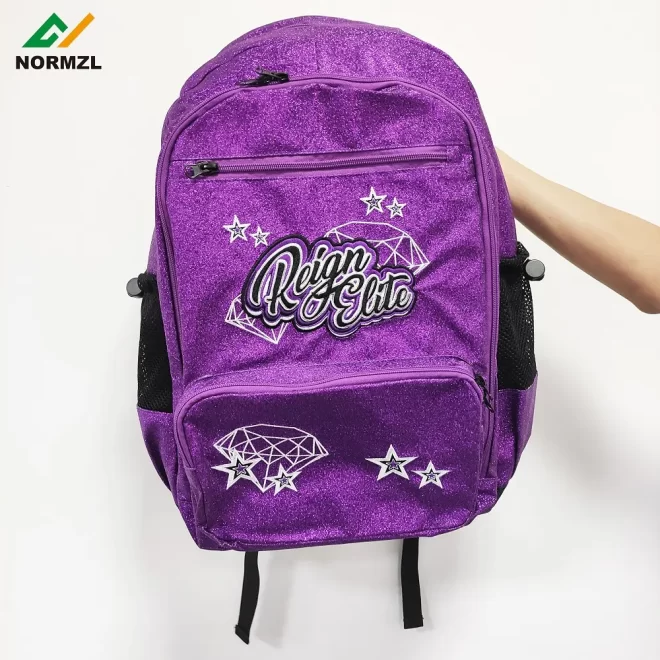 Normzl custom design embroidery logo glitter girls cheerleader cheer cheerleading bag backpack - Image 3