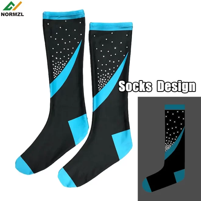 Custom cheerleading uniform sublimation high knee sport socks wholesale cheer rhinestone dance socks cheerleader socks - Image 2