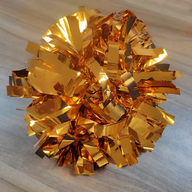 yellow color 6 inch size cheer pom poms cheerleading Accessories team performance item with handle - Image 2
