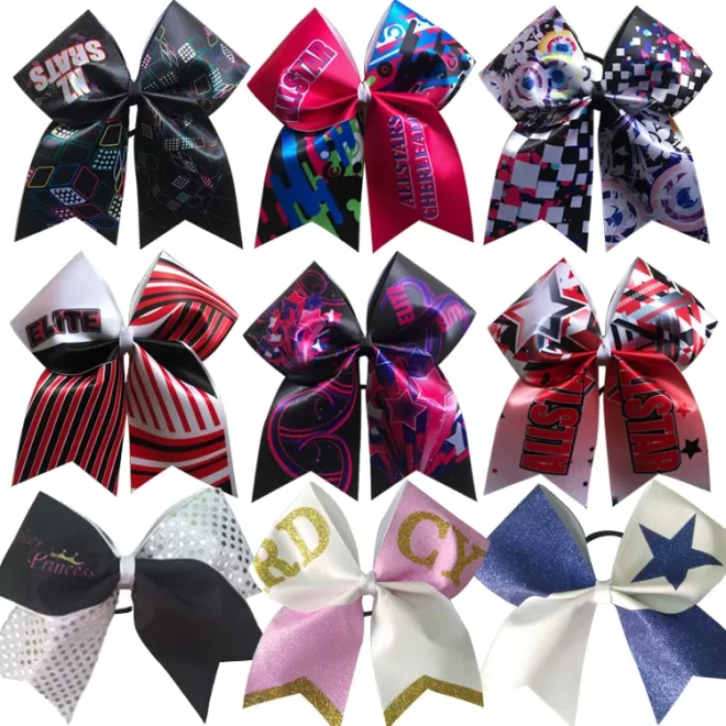 Wholesale custom shiny cheerleading bow strip transfer rhinestone cheer bow - Image 2