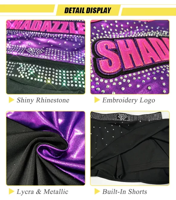 OEM free design sublimation cheerleader skirt outfits rhinestone cheer dance costumes custom sexy cheerleading uniforms - Image 3