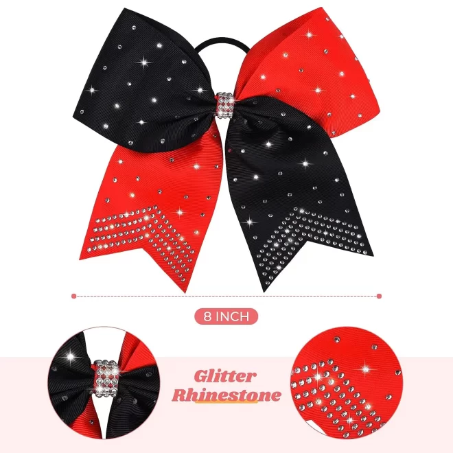 normzl Glitter Cheer Bows Handmade soild blue Large Ponytail Holder Elastic Band Teen Girls Cheerleader Sports Hair Accessories - Image 7