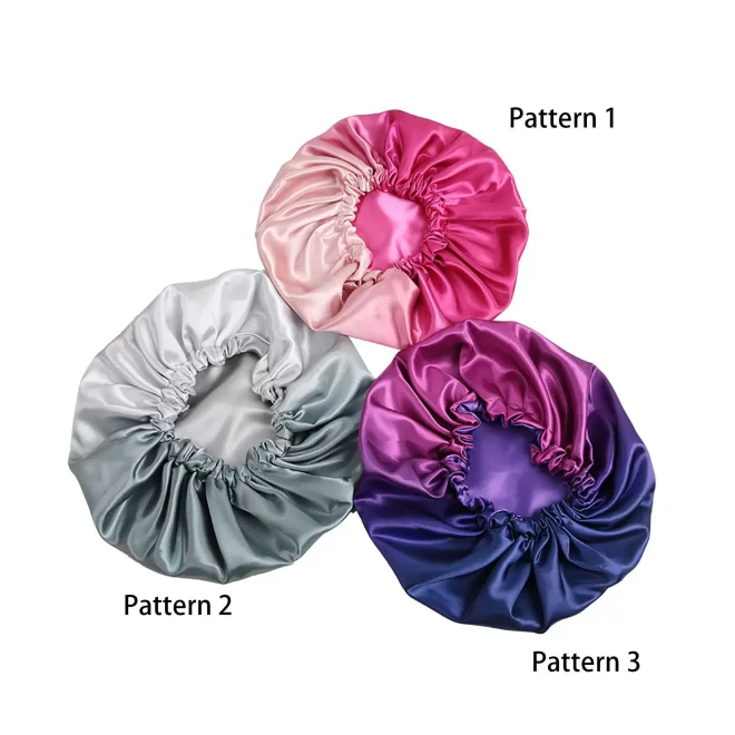Night Sleep Hats Double Layer Head Cover Custom Double Layer Satin Hair Designers Bonnets - Image 2