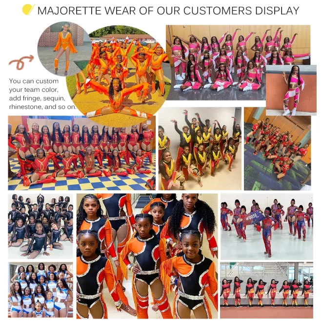 Normzl wholesale free design sliver sequin blue majorette dance costumes custom majorette uniforms with black fringe - Image 7