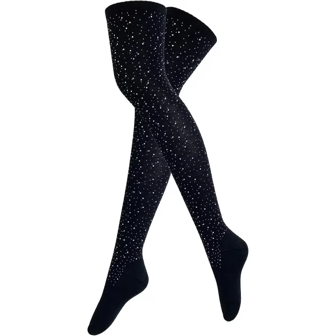 oem custom made sports knee cheerlead glitter compression sock women rhinestone cheerleading socks - Image 4