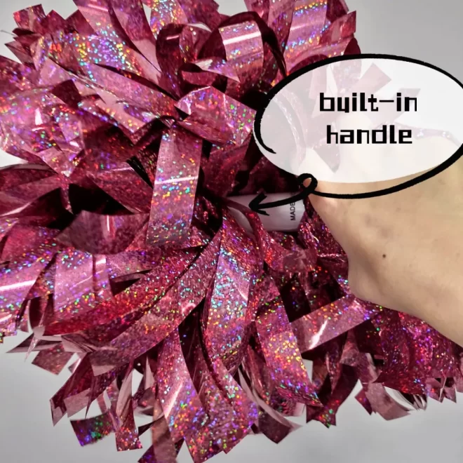 custom team glitter 6 inch cheerlead wholesale cheer practice accesoirs cheerleading plastic pom pom with handles - Image 6