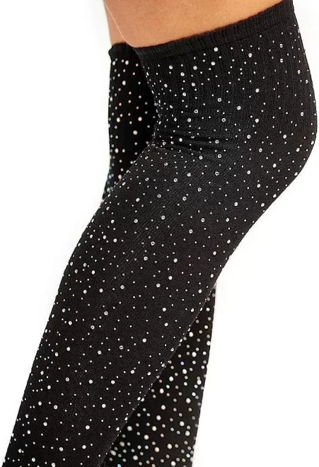 oem custom made sports knee cheerlead glitter compression sock women rhinestone cheerleading socks - Image 5