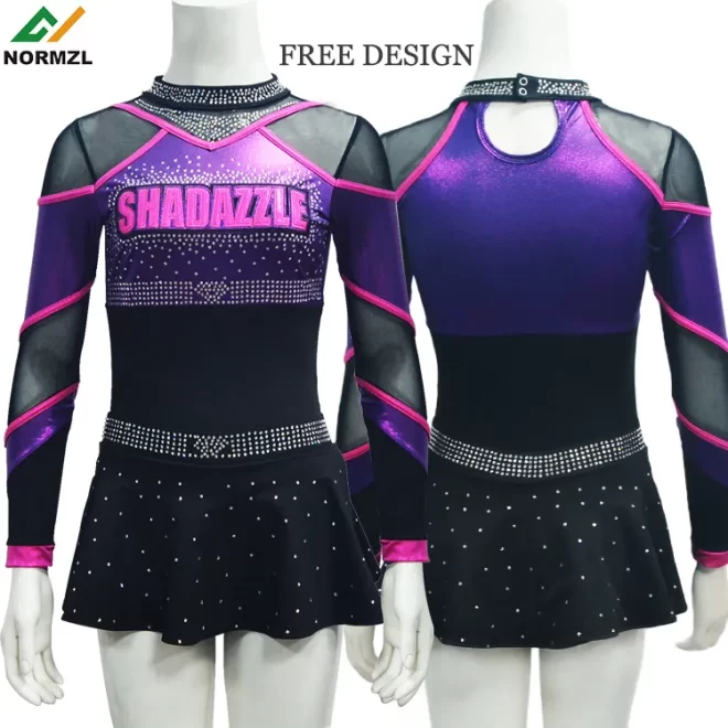 OEM free design sublimation cheerleader skirt outfits rhinestone cheer dance costumes custom sexy cheerleading uniforms - Image 2