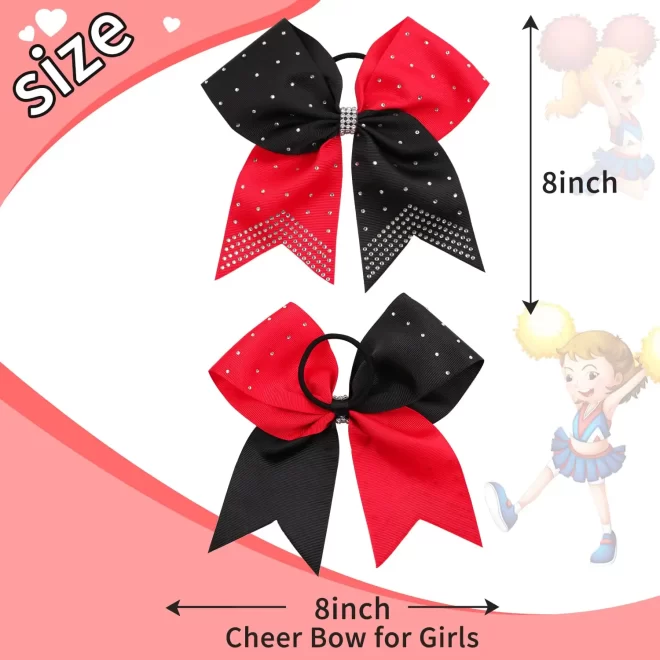Glitter Cheer Bow Handmade green and white Large Ponytail Holder Elastic Band for Teen Girls Cheerleader Sports Hair Accessories - Image 6