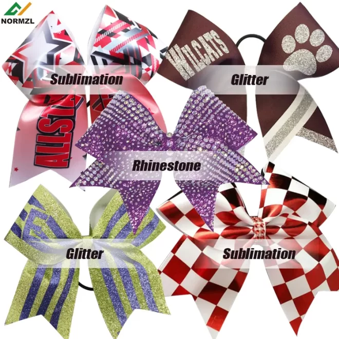 Wholesale custom shiny cheerleading bow strip transfer rhinestone cheer bow - Image 3