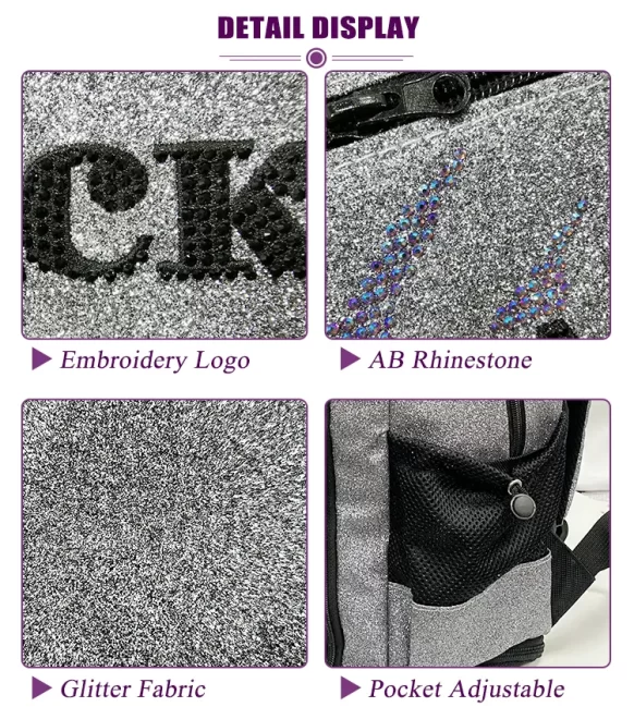 Normzl customize cheerleading backpack cheer uniform garment bag glitter rhinestone cheer bag wholesale - 画像 4