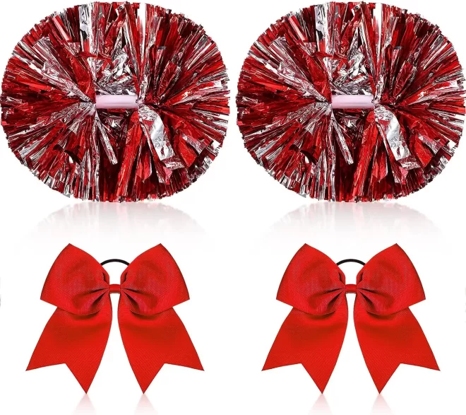 Sports Dance Party Cheering Kids Adults team cheerleading pom poms cheer bow Fashion Accessories with Baton Handle - Image 6